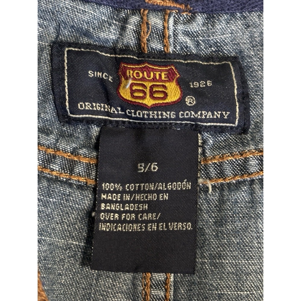 Route 66 Vintage Denim Skirt Zip Pockets Slit Logo Size 5/6 Cotton Embroidery - Picture 4 of 5